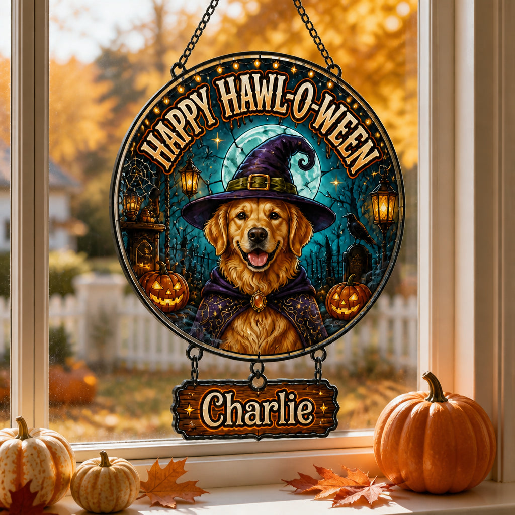 Happy Hawl‑O‑Ween Personalized Pet Portrait Garden Flag - Personalized 1 Layered Suncatcher with Charm b3ff7746-6bf6-487a-afae-81df37e0e4d0.jpg