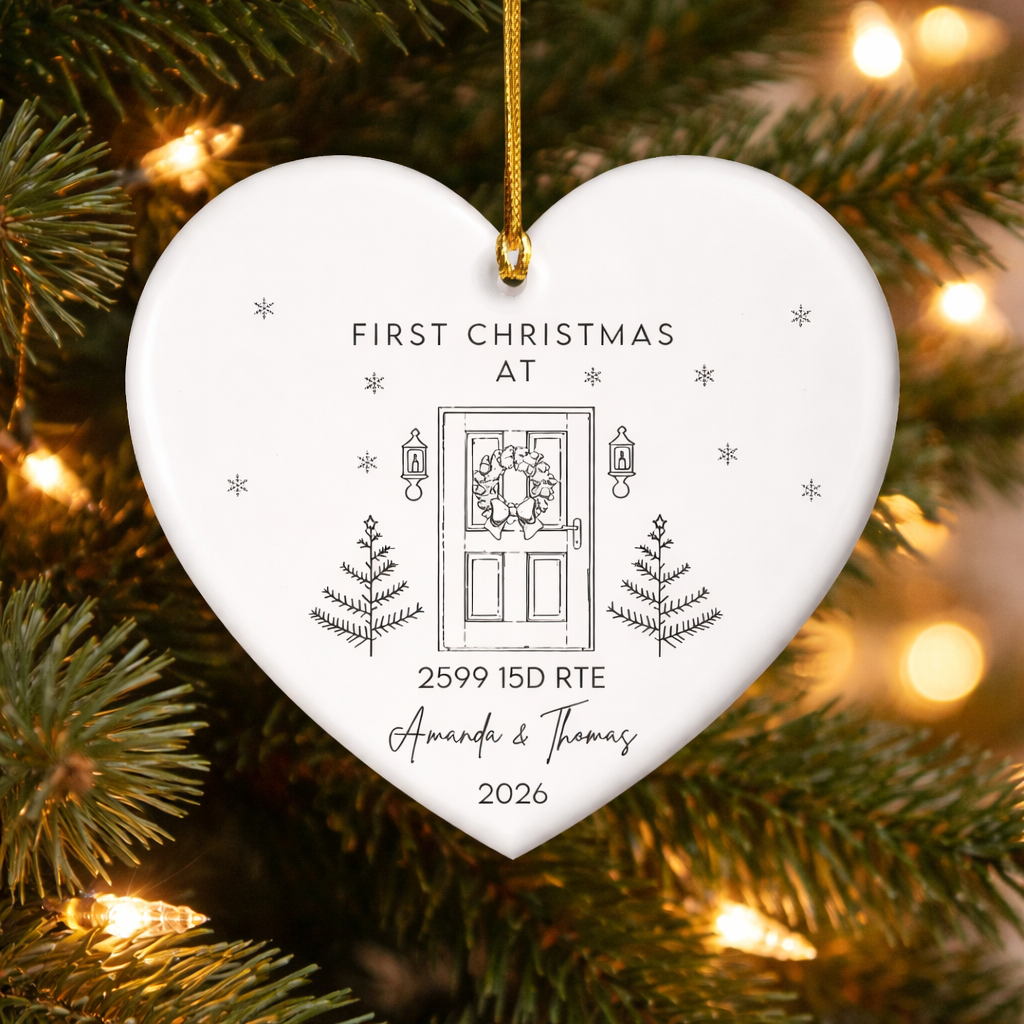 First Christmas Custom Name And Address - Personalized Ornament - Christmas Gift