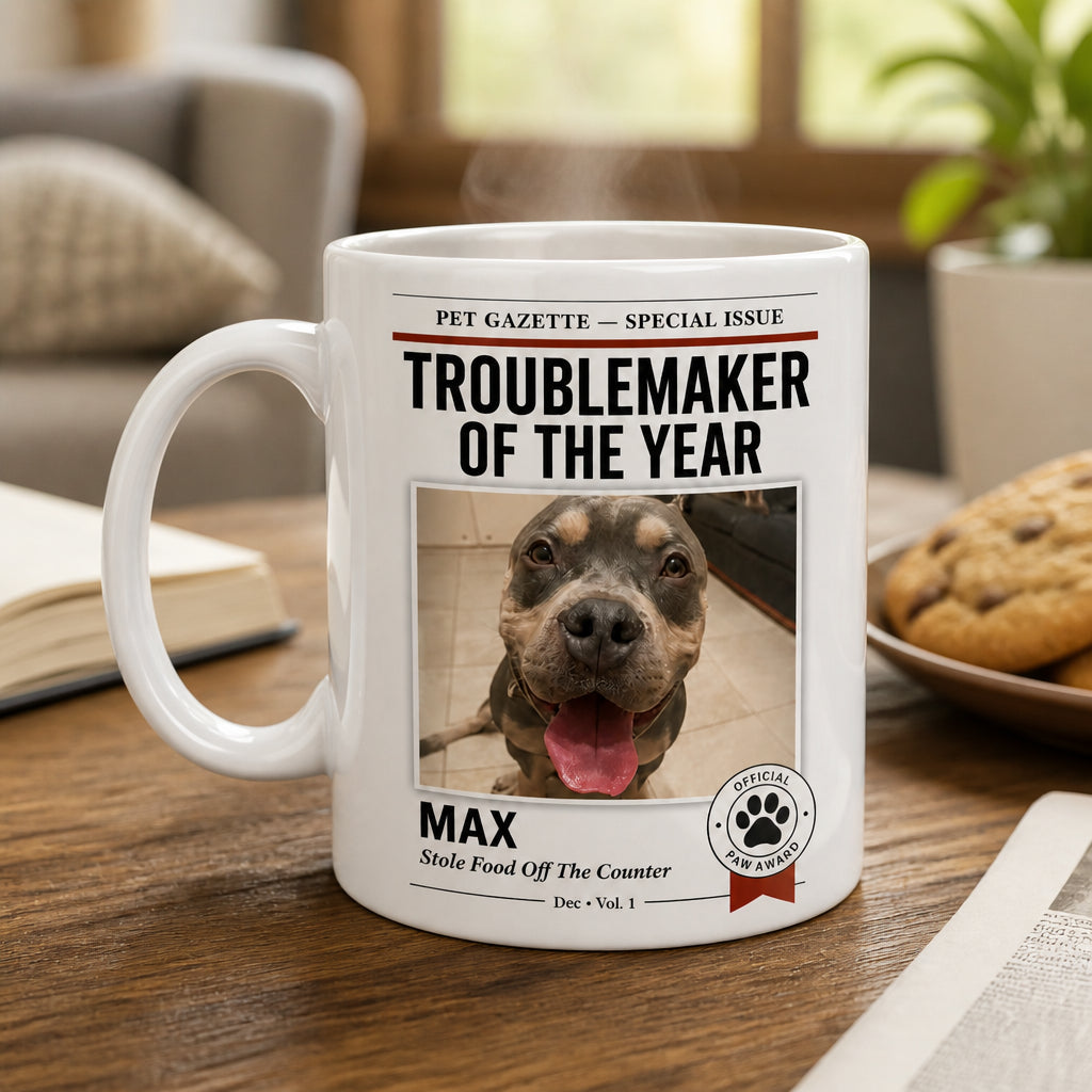 Pet Gazette Troublemaker of the Year Photo Mug - Personalized Mug b400c034-1dec-49ce-838b-ac95b2bbf30a.jpg