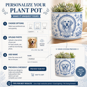Blue & White Chinoiserie Pet Portrait Planter (Photo to Art) - Personalized Plant Pot & Vase b40309e2-b0f2-4a84-9e30-41fbd49c3c37.jpg