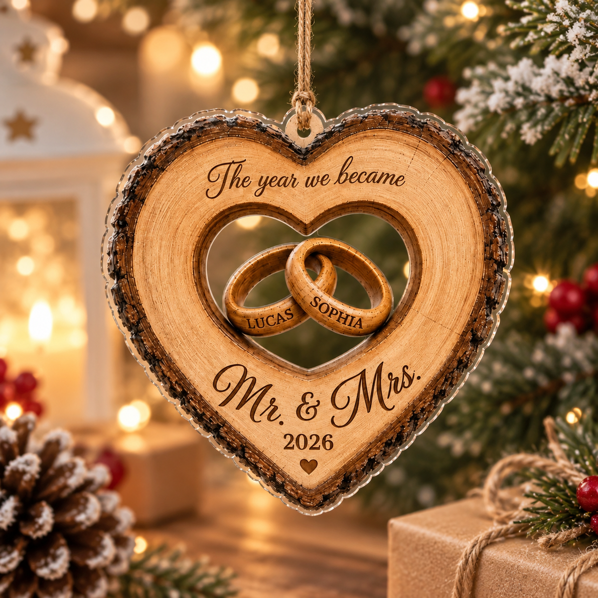 Custom The Year We Became Mr & Mrs Ornament, Personalized Heart Ring Christmas Ornament, Newlywed 2026 Wedding Gift b4389703-9cd5-4f60-829c-d7ea504316cb-7539ea3b-820b-441e-84dc-646f520f62bf.png