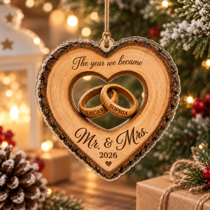 Custom The Year We Became Mr & Mrs Ornament, Personalized Heart Ring Christmas Ornament, Newlywed 2026 Wedding Gift b4389703-9cd5-4f60-829c-d7ea504316cb-7539ea3b-820b-441e-84dc-646f520f62bf.png