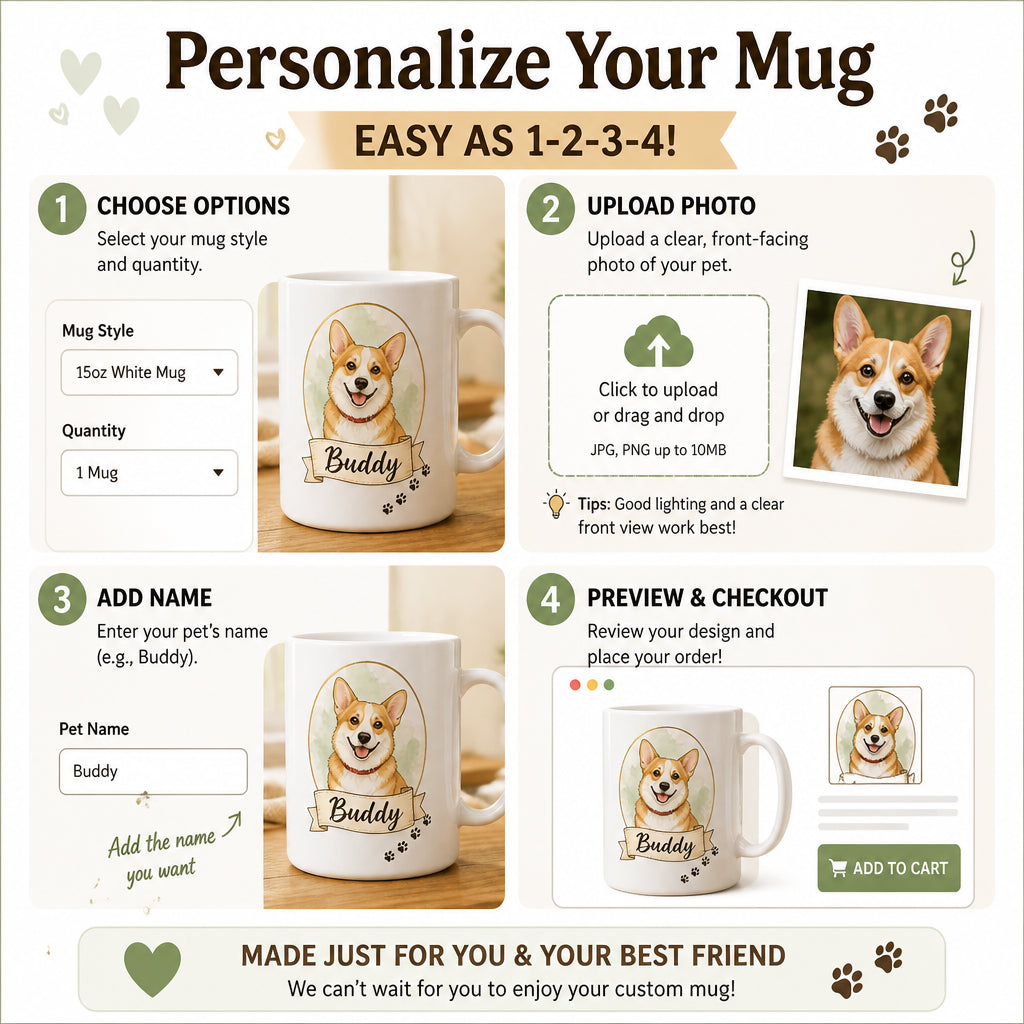 Custom Pet Portrait Name Mug – Illustrated From Your Photo - Personalized Mug b44b6d14-bb34-4887-9f79-dd9ef79167a6.jpg