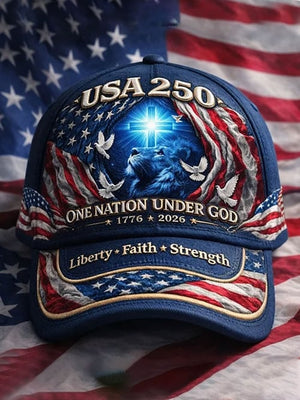 Vintage Country Style 250th Anniversary All Over Print Cap American Independence 1776 2026 Patriotic 4th Of July