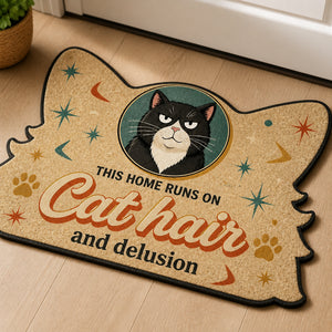 Cat Hair & Delusion – Retro Photo-Pet Doormat - Personalized Custom Shape Doormat (ZB) b456f0bc-ce10-4b82-8831-86bffda01c78.jpg