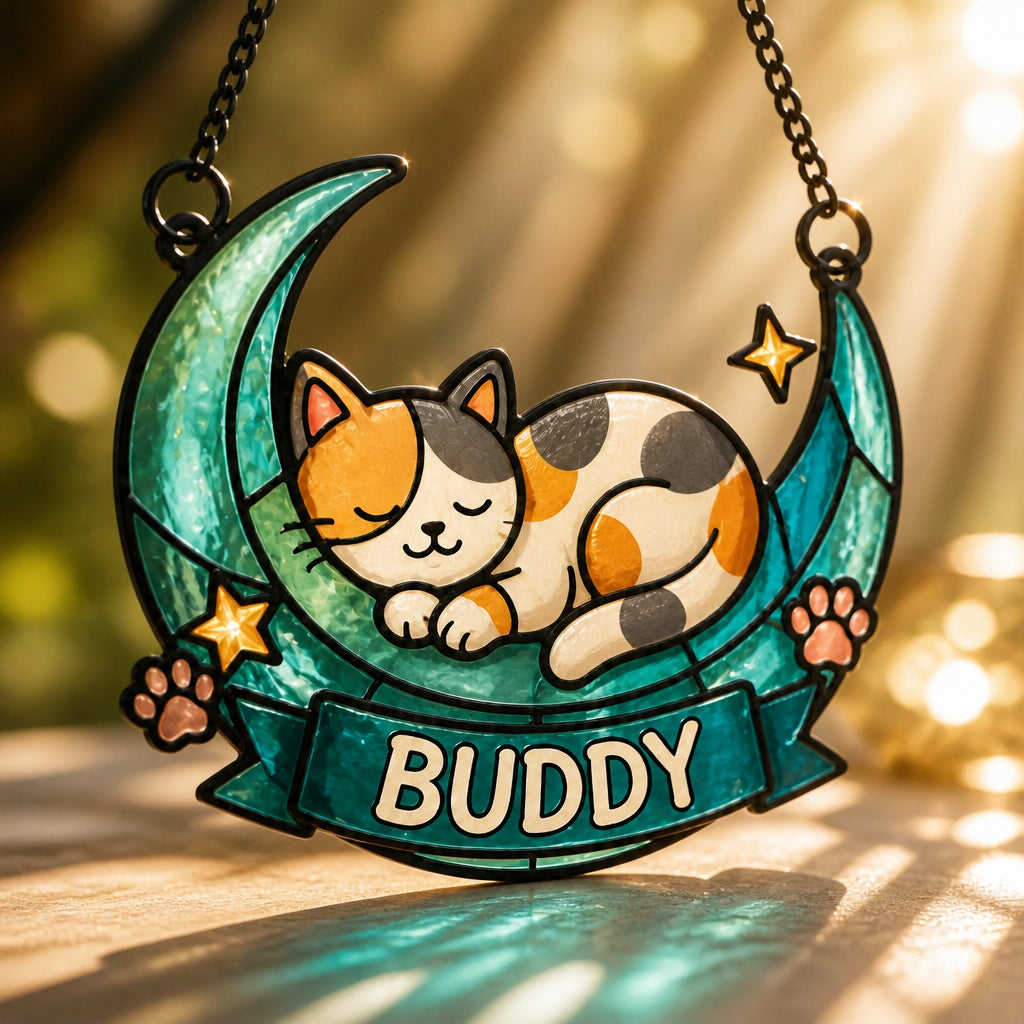 Personalized Cat Moon Suncatcher – Custom Pet Name - Personalized Suncatcher Ornament b48416cf-9e90-4a72-bf41-5ac85029b0af.jpg