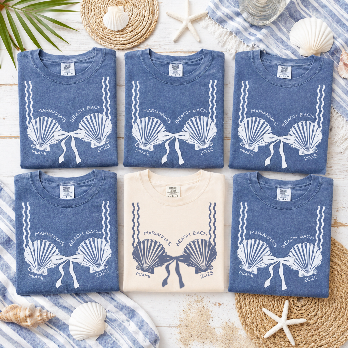 Custom Bikini Bachelorette Group Shirts, Last Toast Coastal Beach Bach Party Matching Tees, Cute Funny Seashell Bikini Bra Comfort Color Top b48478d7-0cc7-4546-b031-ad636e9a00cf-3.png