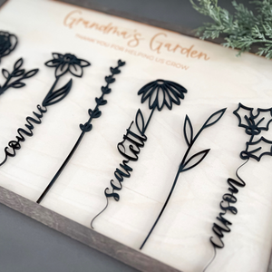 Personalized Wooden Birth Month Flower Garden Plaque | Birth Flower Garden | Custom Mother s Day or Birthday Gift | Gift for Mom, Grandma