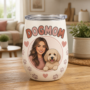 Dogmom Photo Wine Tumbler – Custom Pet + Owner Portrait - Personalized Wine Tumbler b4a09078-50de-4d66-89be-c3541171cf6b.png