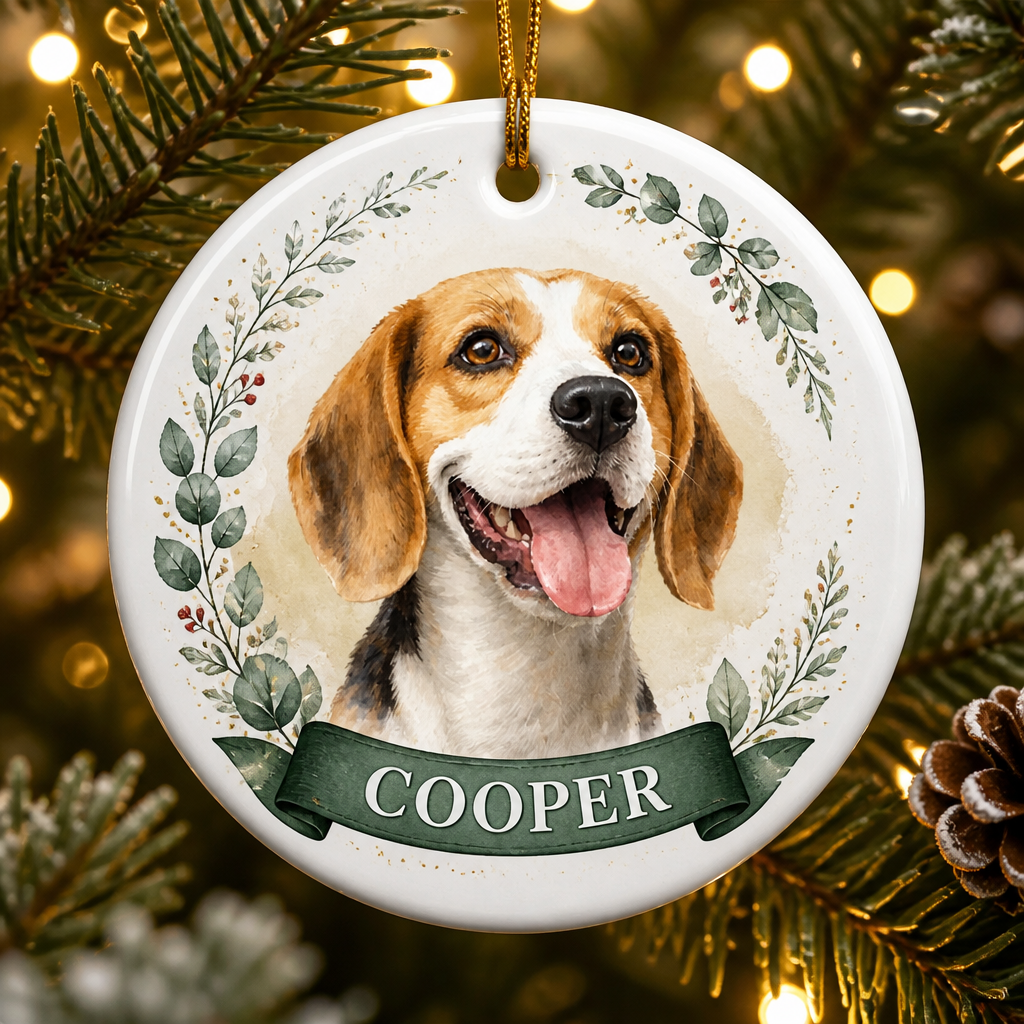 Custom Pet Watercolor Portrait Ornament – Name + Photo - Personalized Ornament b4a623ce-aba0-4963-a8b8-59390c4d6e63.png