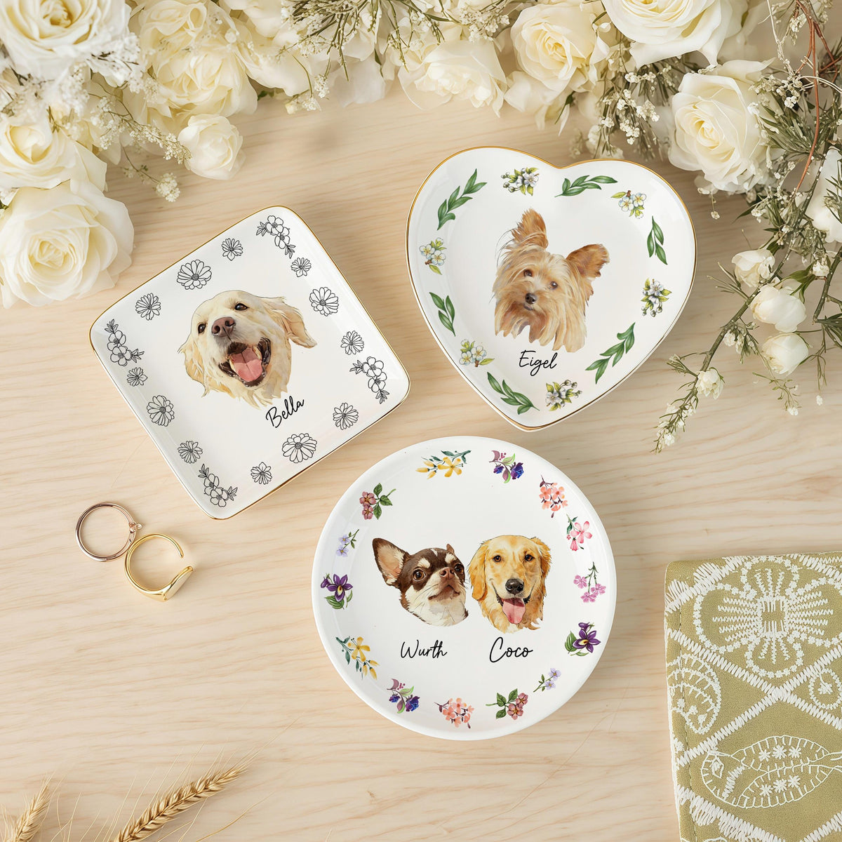 Personalized Dog Portrait Ring Dish, Pet Memorial Gift, Floral Ceramic Jewelry Dish b4ae4d44-eb2b-4580-8ad4-7dbbcc912f6b-2.jpg