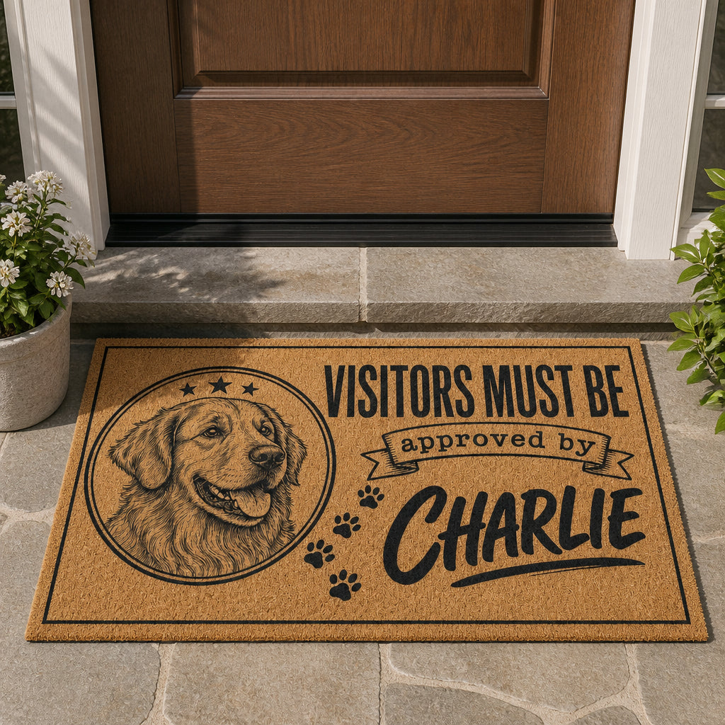 Visitors Must Be Approved By [Pet Name] – Custom Pet Portrait Doormat - Personalized Doormat b4c9ac4c-d806-403c-88af-ee218de45094.jpg