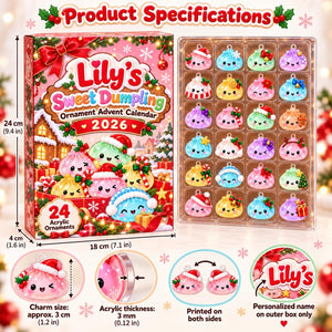 Personalized Dumpling Advent Calendar 2026, 24 Acrylic Kawaii Ornaments, Cute Christmas Countdown Gift for Kids, Custom Name Holiday Box John b4dc4f2b-ef78-4d78-a9cc-608e9ef04d27-il_1588xN.8582217574_8cnw.jpg