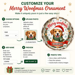 Merry Woofmas Dog Ornament — Custom Quote, Pet Name & Year - Personalized Crystal Ornament b51ae86c-e36c-4997-b506-498df411c3a2.jpg