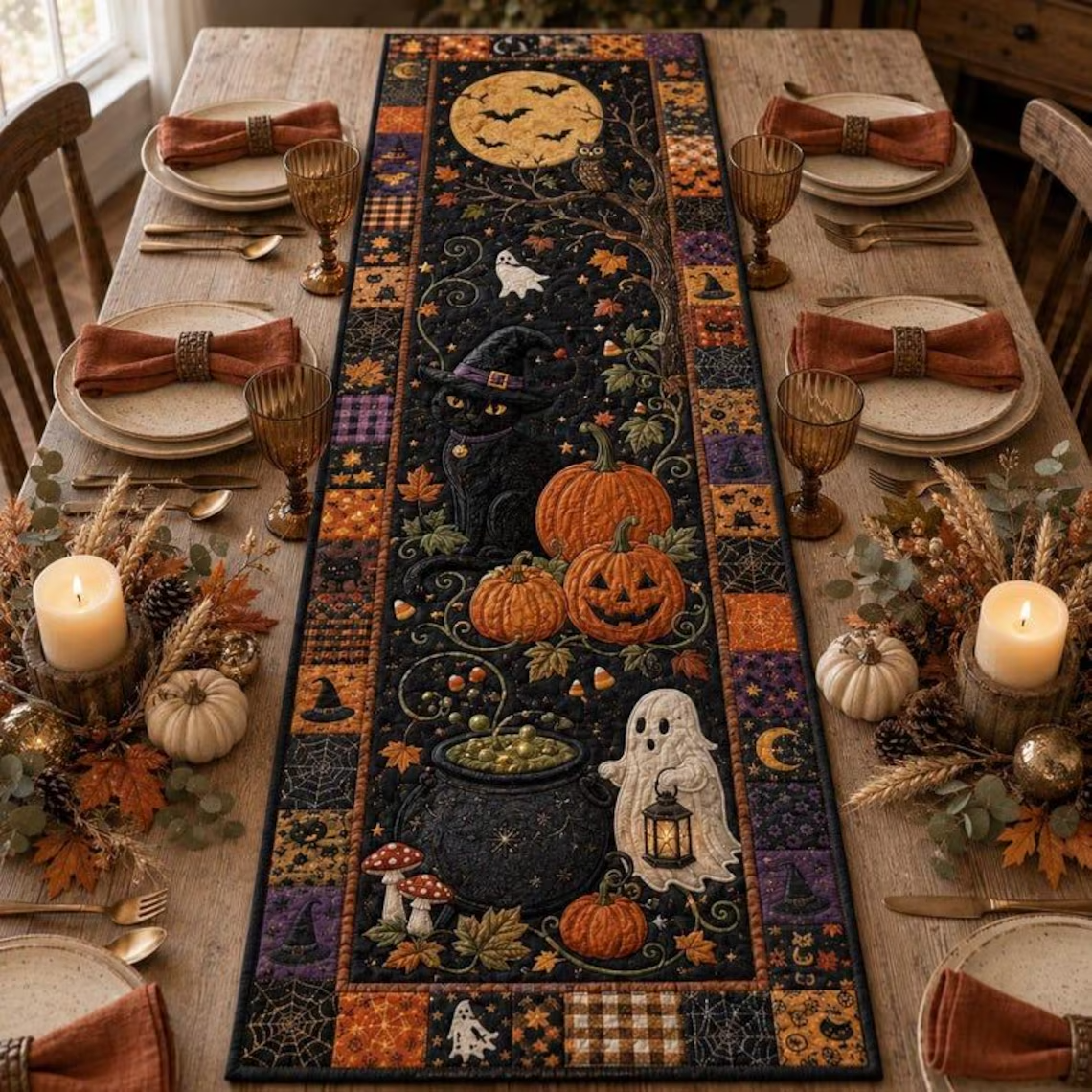 Halloween Quilted Table Runner, Black Cat Pumpkin Table Decor, Vintage Witchy Fall Table Runner, Spooky Autumn Home Decor b5232662-89b3-44f9-bebb-bf585a39829c-t-i-xu-ng-23-.png