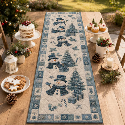 Snowman Quilted Christmas Table Runner, Blue Snowflake & Christmas Tree Design, Cozy Farmhouse Winter Dining Decor b5274809-eed4-4329-841f-313b1ecce358-y3.png