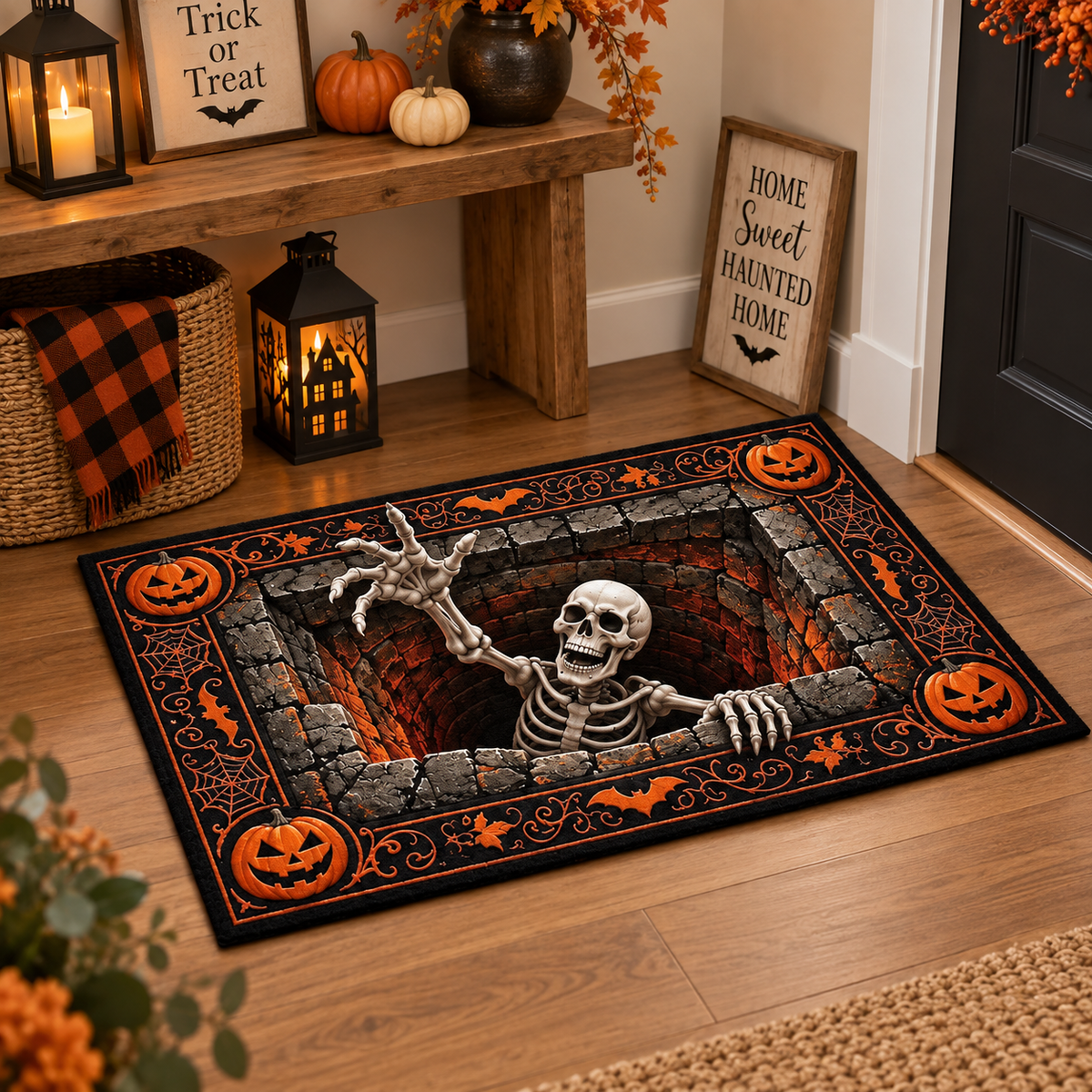 Halloween Skeleton Skull Doormat, 3D Optical Illusion Doormat, Pumpkin Floor Mat, Haunted House Decor, Spooky Halloween Party Entryway Rug b53009b2-8276-4a9f-9cd2-0b87b9bd28b7-fgh.png