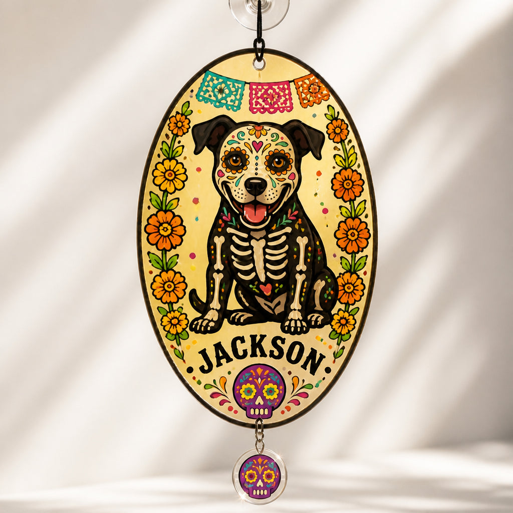 Custom Sugar‑Skull Pet Flameless Candle - Personalized 1 Layered Suncatcher with Charm b5344c4f-4361-46b3-968e-c7b72c43acbb.jpg