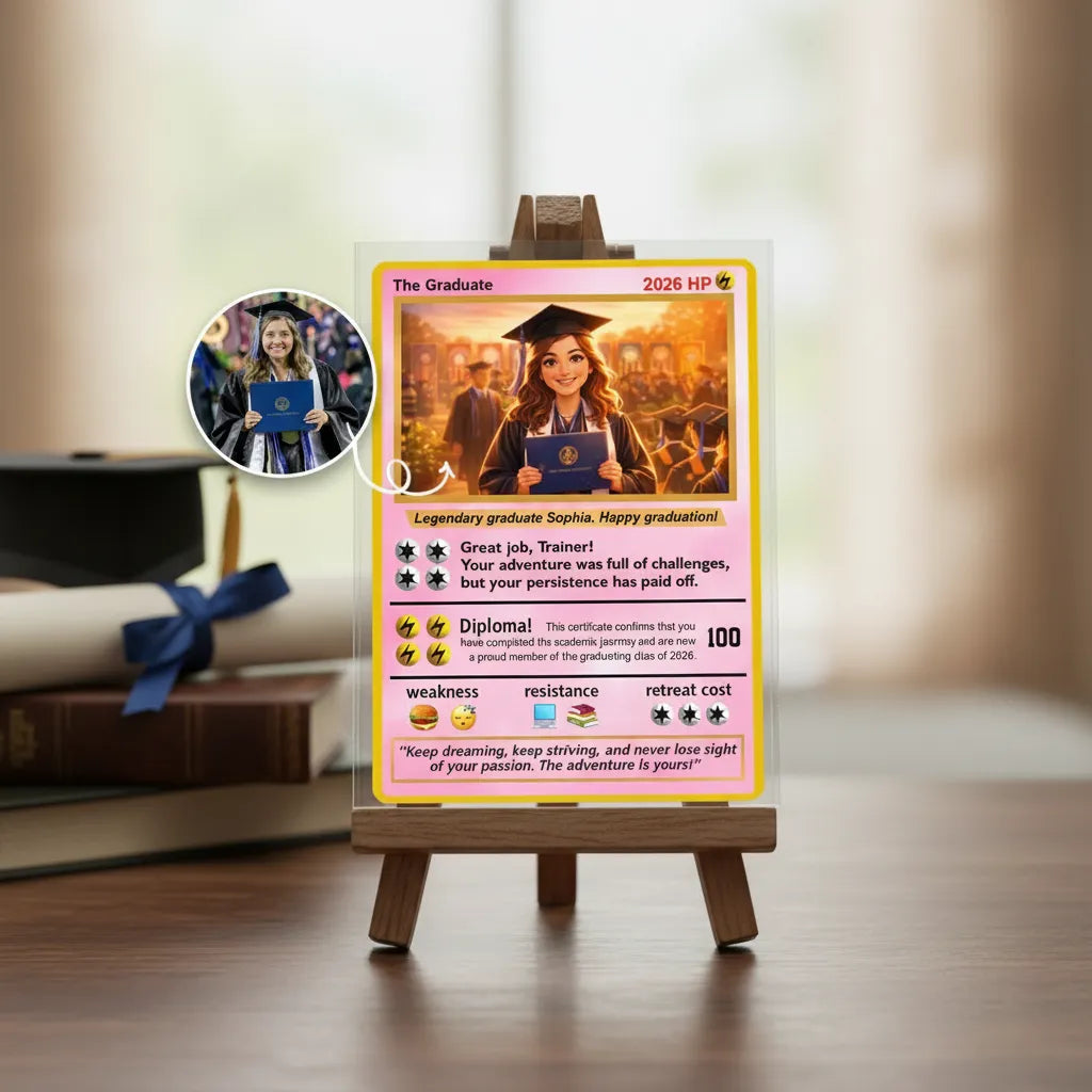 Custom Poke Card - Semi Realistic Cartoon Illustration - Graduation Gifts