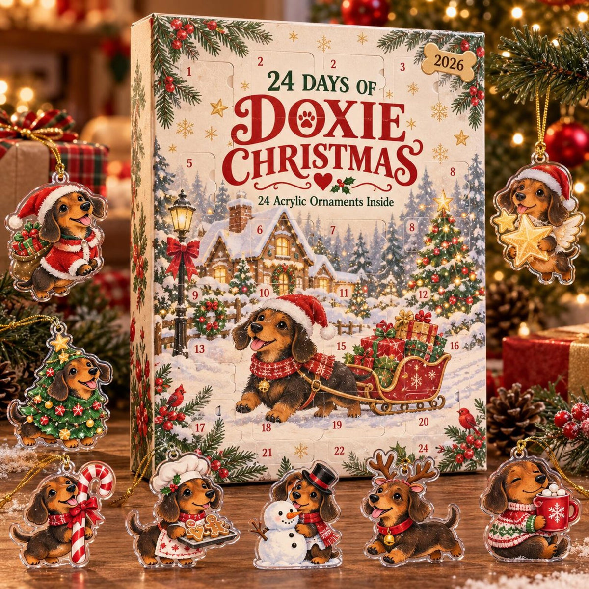 Dachshund Advent Calendar 2026, 24 Acrylic Christmas Ornaments, Doxie Countdown Box b57dbf03-1f77-44d4-b9fb-e323a7fac0d2-il_1588xN.8643508347_f47q.jpg