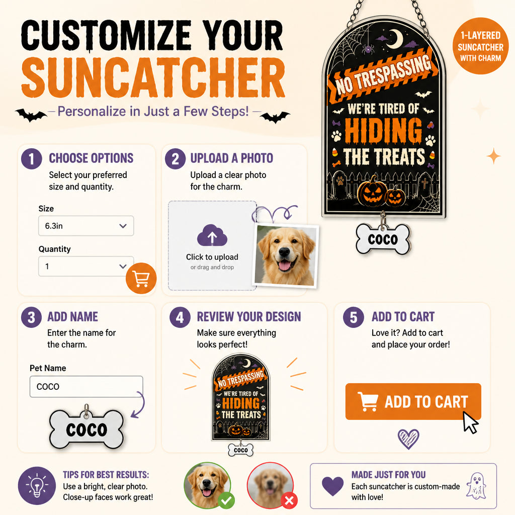 Halloween No Trespassing Pet Treats Garden Flag - Personalized 1 Layered Suncatcher with Charm b580a255-7205-4eac-a2a4-c32cbb38c152.jpg