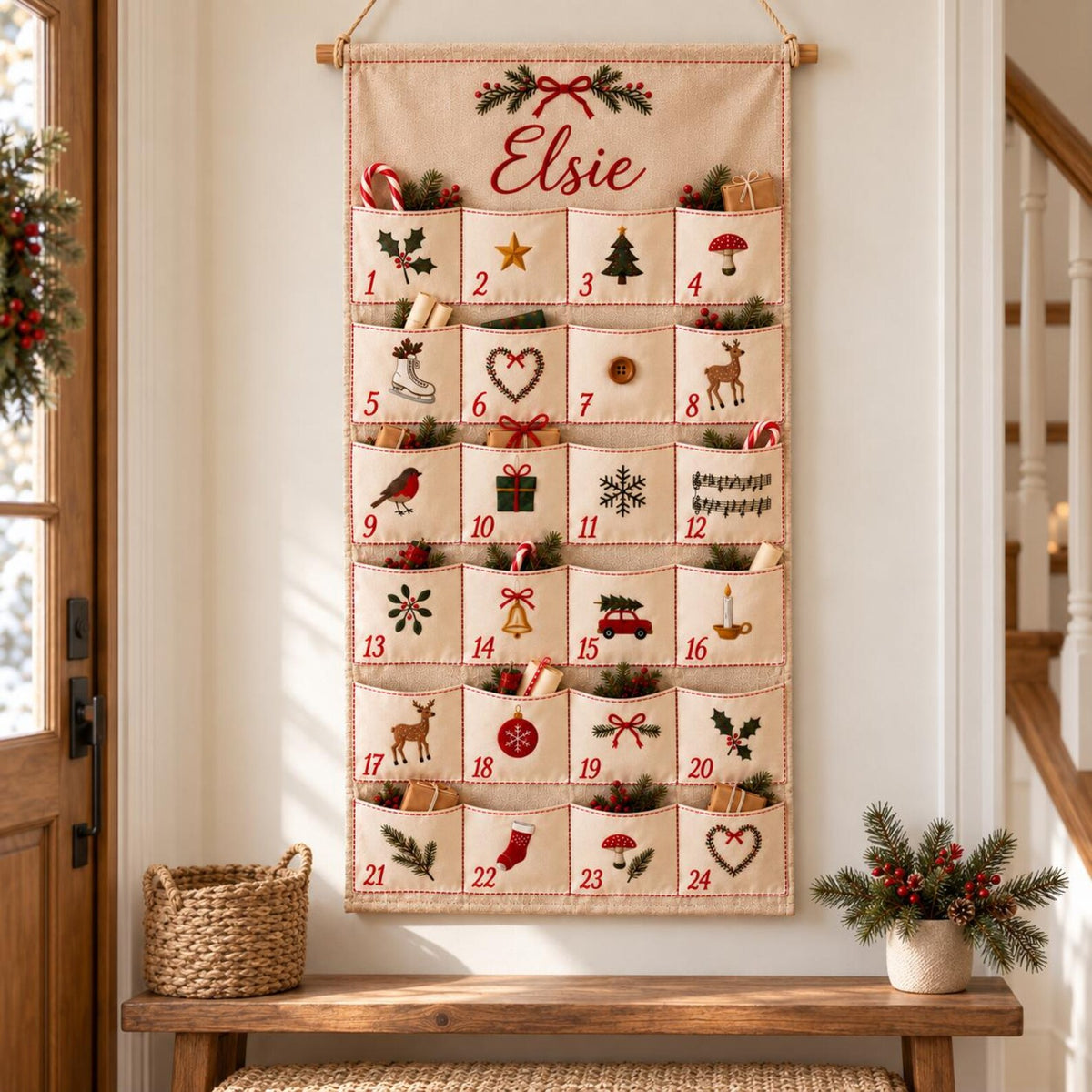 Personalized Embroidered Advent Calendar, 24 Pocket Christmas Countdown (Custom Name) b58b2d51-03fc-4e08-a62b-a95e6f8f69f9-il_1588xN.8580844340_e7ll.jpg