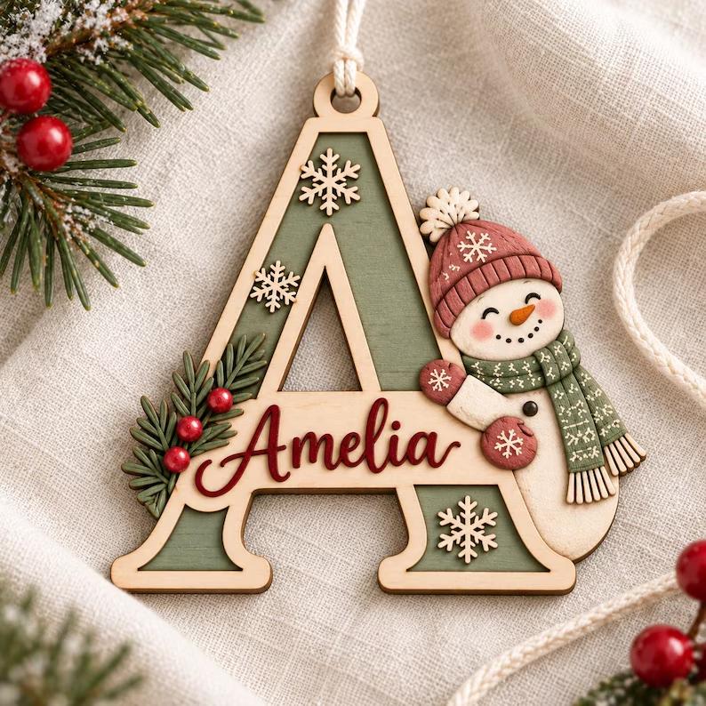 Personalized Initial Wooden Ornament, Snowman Christmas Decoration, Custom Name Letter, Rustic Holiday Keepsake b5ab58cc-4600-4867-922b-f5ebafac81df-getrty-1-.jpg