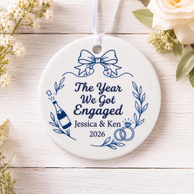 Personalized Engagement Ornament 2026, First Christmas Engaged Ceramic Keepsake, Custom Couple Ornament with Names and Year,Bride to Be Gift b5bdc356-793f-4775-a0ca-2350d81f2988-fdg-8-.webp
