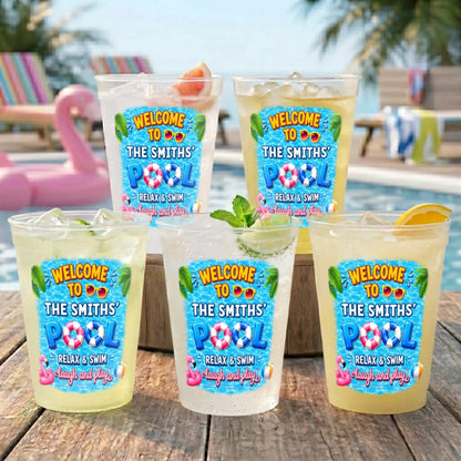 Welcome To Our Pool - Personalized Plastic Frosted Cup - Summer Gift For Family, Pool Drinking Accessory b5d44e40-5f95-4cde-9ab4-3972b1a2c2d3-5.jpg
