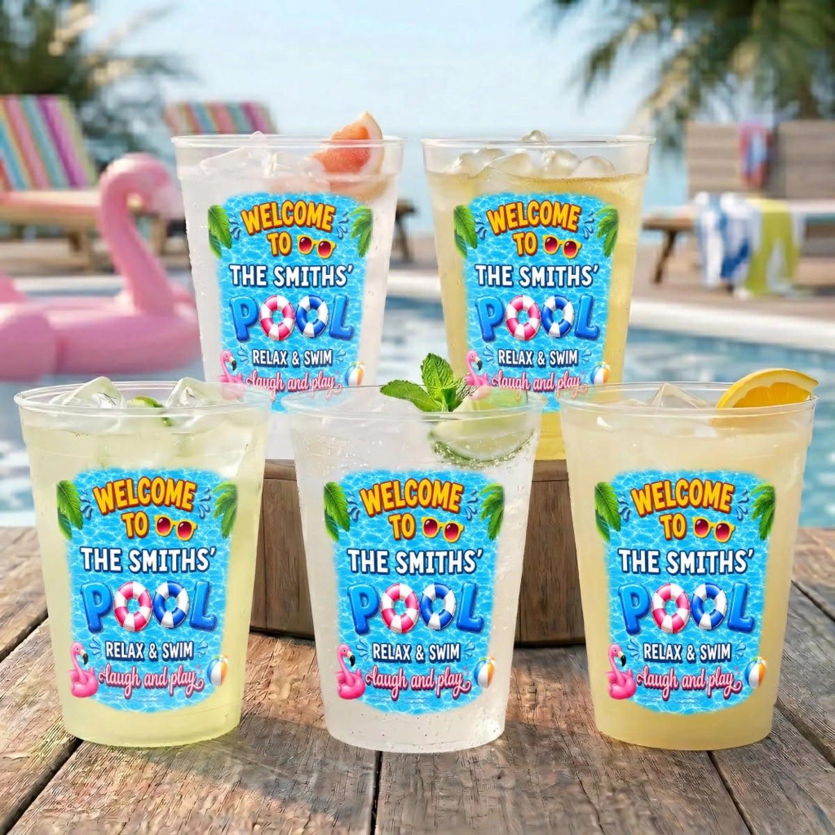 Welcome To Our Pool - Personalized Plastic Frosted Cup - Summer Gift For Family, Pool Drinking Accessory b5d44e40-5f95-4cde-9ab4-3972b1a2c2d3-5.jpg