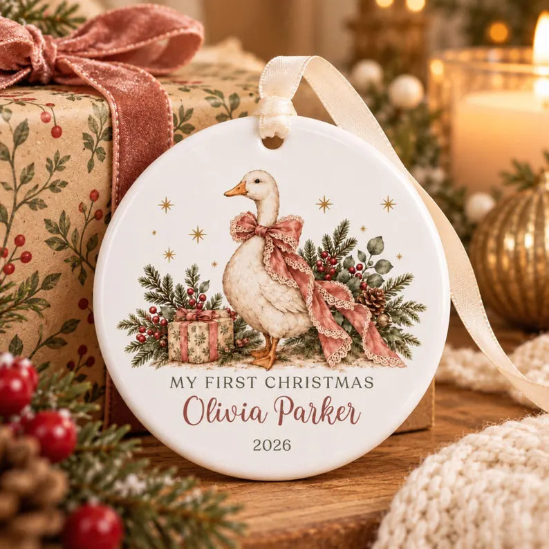 Personalized Baby Girl First Christmas Ornament, Coquette Pink Bow Goose, Custom Name Girls First Xmas Ornament, Baby Girl Keepsake Gift b5d98a06-c59c-43c2-95ad-a43c88c7be57-dfhy-3-.webp