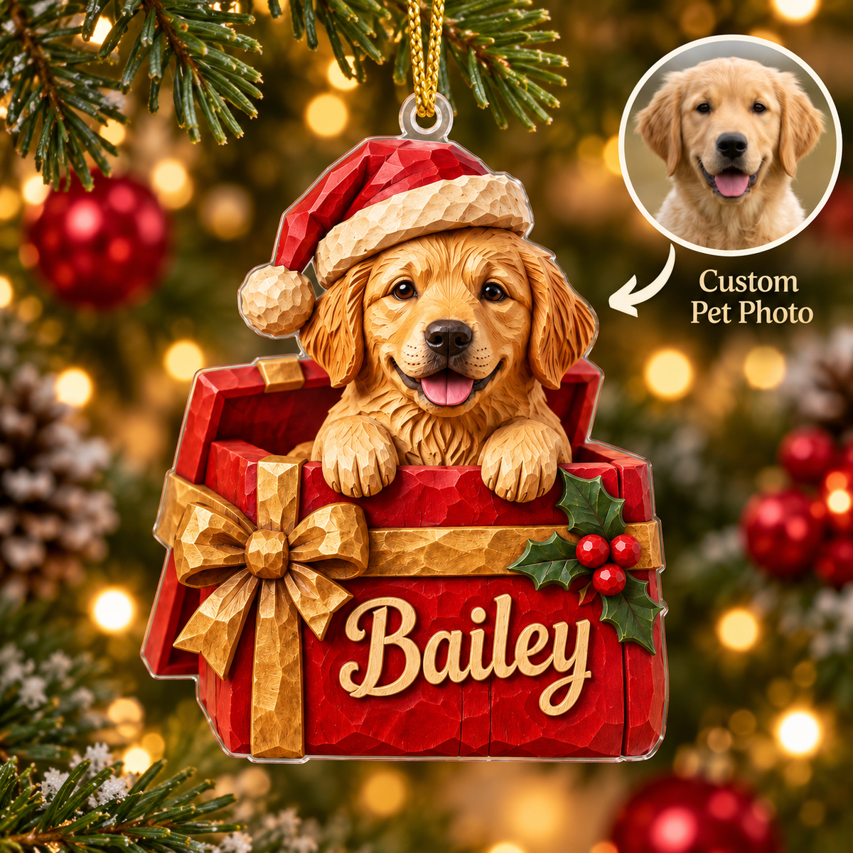 Personalized Dog Christmas Ornament – Custom Pet Photo & Name, 3D Relief Gift Box Ornament, Christmas Gift for Dog Lovers b5f692f6-a9ed-4390-ad50-57a5edb72e9b-Bailey-Golden-Retriever-Christmas-Ornament.png