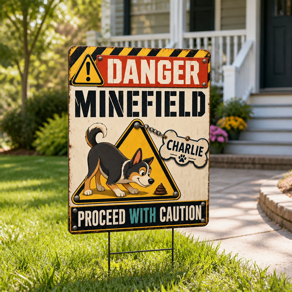 Danger: Dog Minefield Yard Sign – Personalized Pet Name - Personalized Yard Sign b5f9b92f-28d4-4e3e-83aa-6897e622b8e3.jpg