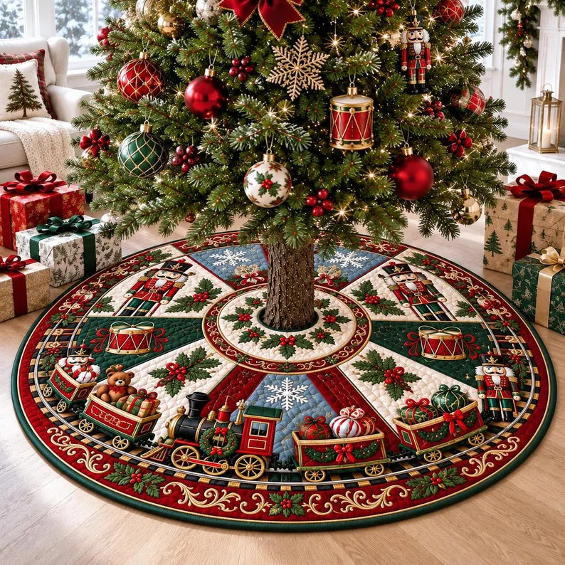 Vintage Quilted Nutcracker Christmas Tree Skirt, Custom Holiday Tree Mat b659c43b-017a-4b2b-bd6d-491766970a55-ggfgf-7-.webp