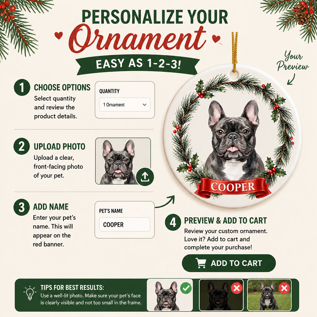 Custom Pet Portrait Christmas Ornament – Watercolor Snowflake Wreath with Name - Personalized Ornament b6841d3c-7b6f-4362-af37-bab7c6ce9bf3.jpg