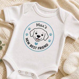 Pet Name 'New Best Friend' Baby Onesie - Personalized Baby Onesie With Color b6b28ca4-6600-457f-a2d2-07c7df89b4de.jpg