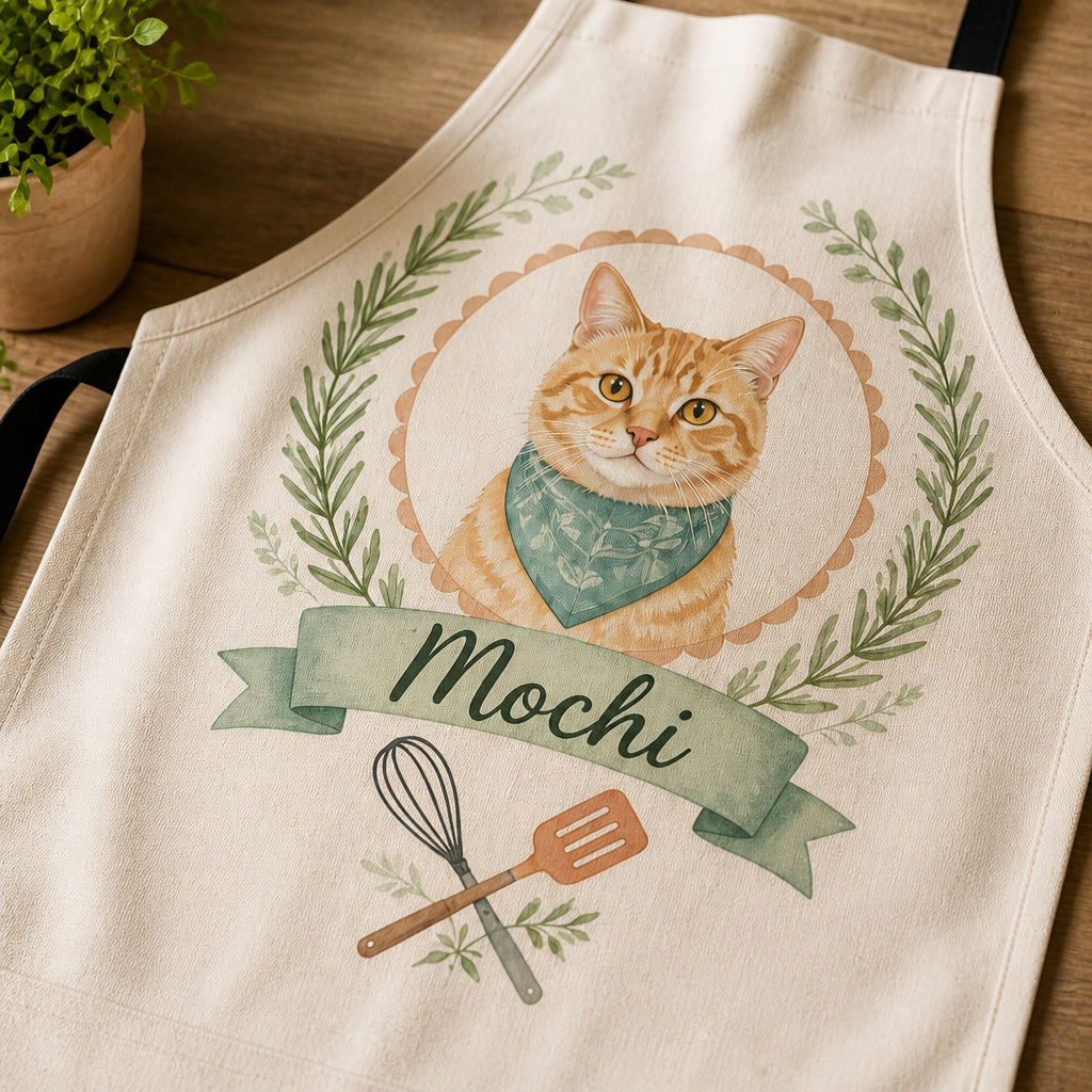 Custom Watercolor Pet Portrait Apron - Personalized Apron b6b98bae-7f88-4fc6-ab61-08190a9ed1bb.jpg