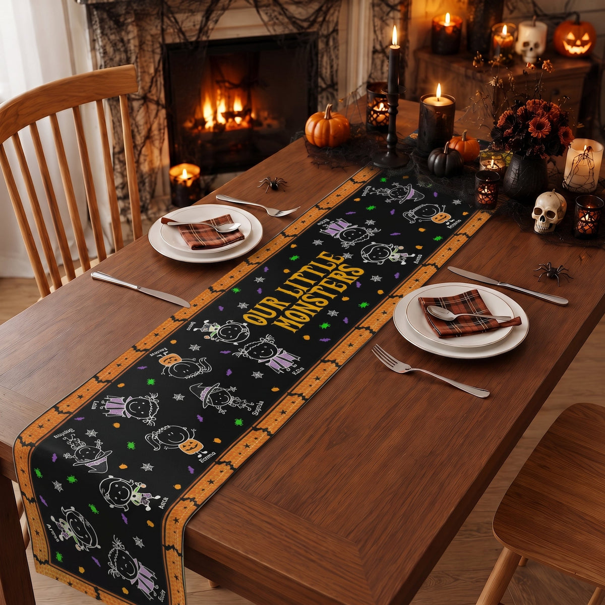 Our Little Monsters Halloween Doodle - Personalized Table Runner b6db99e5-1bea-4fa4-86ee-b8c95e664ebd-3.jpg