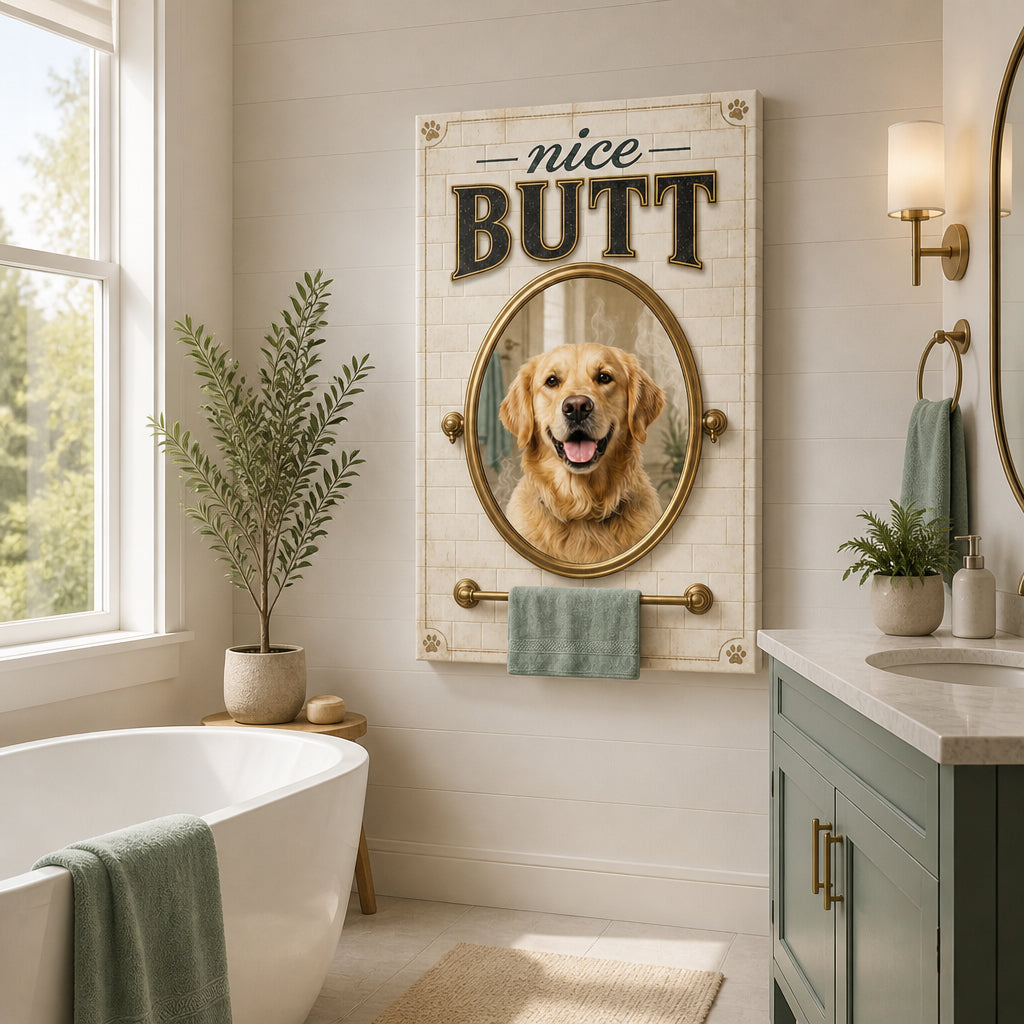 Nice Butt Pet Portrait Bathroom Canvas - Personalized Canvas b6e1f6b9-674d-4fa2-b453-0a6b5e01760a.jpg