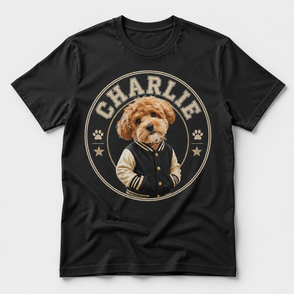 Custom Pet Portrait Varsity Badge Name Tee - Personalized T-shirt b70639c7-d0c9-4c0f-871d-85caf02a9ad0.png