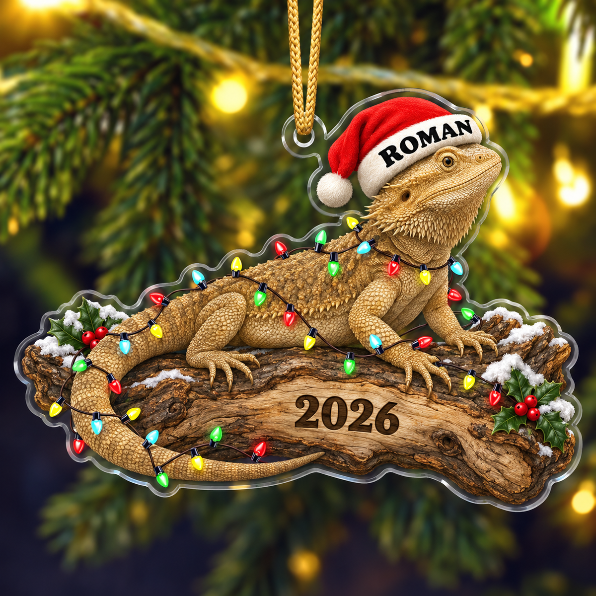 Personalized Bearded Dragon Christmas Ornament – Custom Name & Year, Santa Hat Lizard Keepsake, Christmas Gift for Reptile Lovers b70ee6fd-8115-4065-85ec-1629320e3108-Roman-2026-Bearded-Dragon-Ornament.png