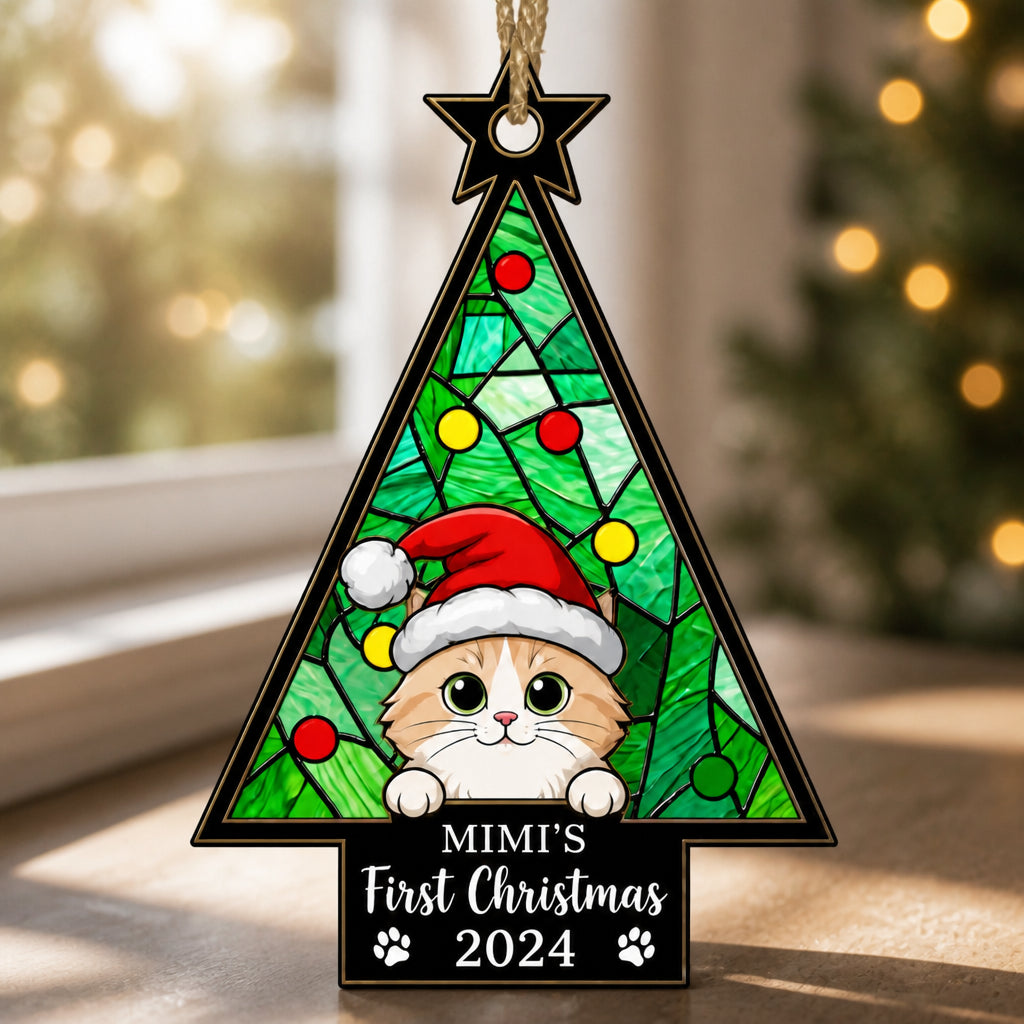 Personalized Cat First Christmas Suncatcher Ornament (Name & Year) - Personalized Suncatcher Ornament b70fab15-7cf9-47d5-bfd1-d08c4551c6bb.jpg