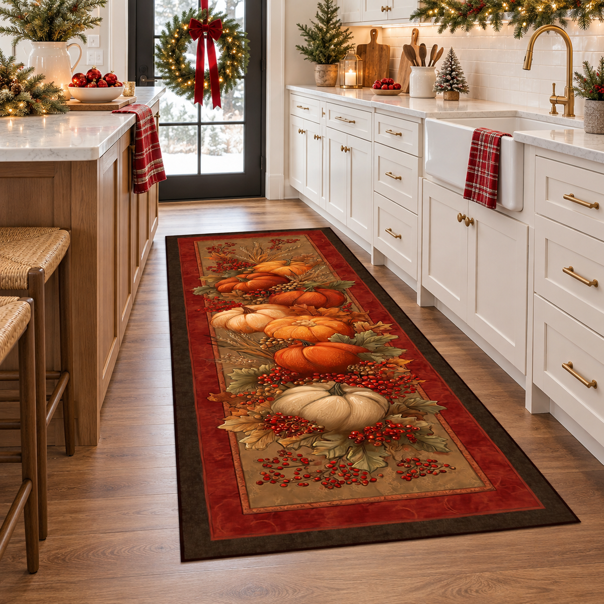 Harvest Pumpkin Runner Rug: Autumn Berries and Wheat Pattern, Rustic Orange Fall Home Decor b72994a5-84d4-4322-9fa1-8c82e195749c-banner-1.png