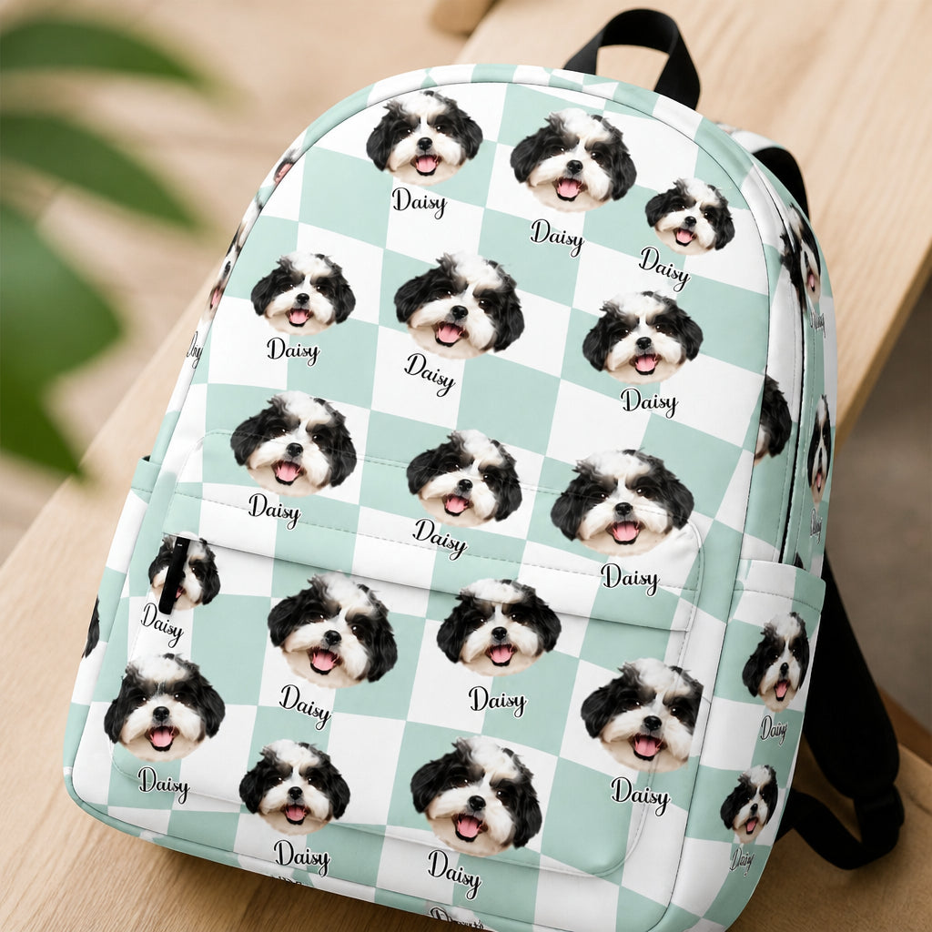 Custom Pet Photo + Name Backpack — Paw-Print Badge Pattern - Personalized Personalized Backpack b749cc63-023e-4d84-9b6e-9589045fc3dd.jpg