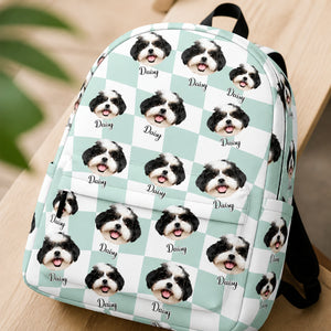 Custom Pet Photo + Name Backpack — Paw-Print Badge Pattern - Personalized Personalized Backpack b749cc63-023e-4d84-9b6e-9589045fc3dd.jpg