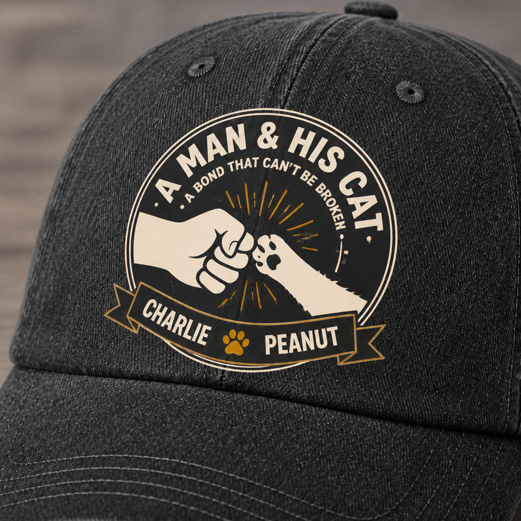 A Man & His Cat – Bond Badge Personalized Cap - Personalized Printed Cap b75fcfcc-77d5-4807-93b1-48489f58542b.jpg