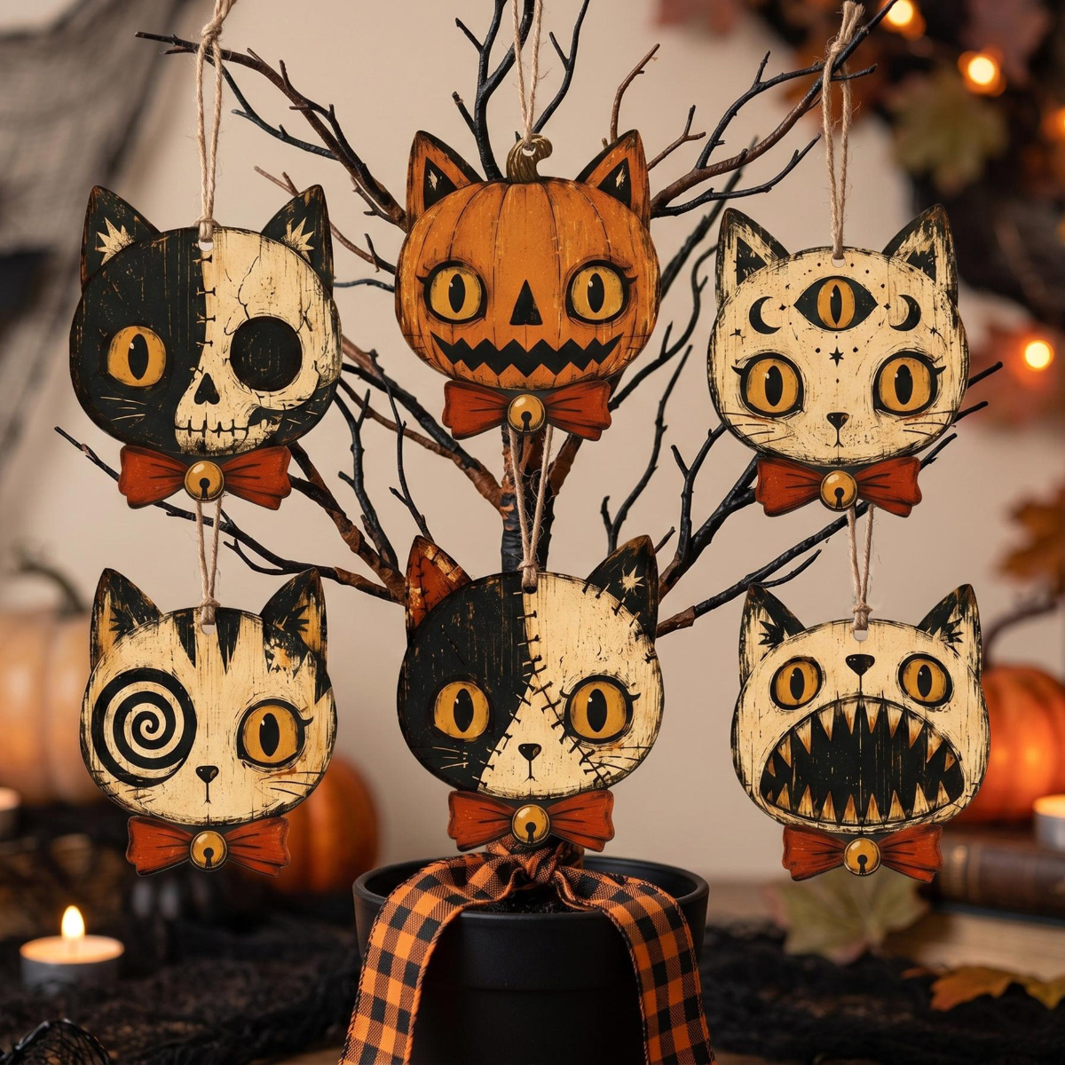 Mini Halloween Ornaments For Small Tree, Vintage Halloween Decor Indoor With Cat Skull, Pumpkin, Horror Decor, Halloween Tree Decorations b764d38c-3441-4565-b302-cd0a894d067d-1.png