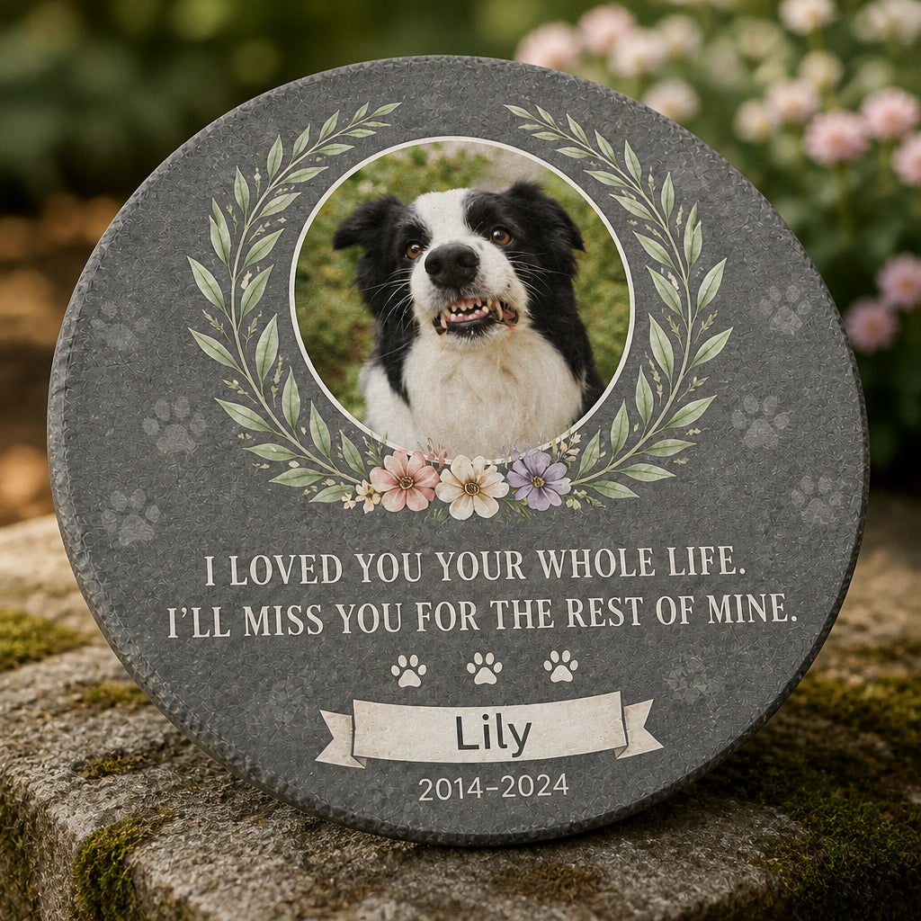 Pet Memorial Stone with Photo, Name & Years – "Loved You Whole Life" - Personalized Memorial Stone b770e666-521e-4c4b-8a34-4edb7d948ffd.jpg