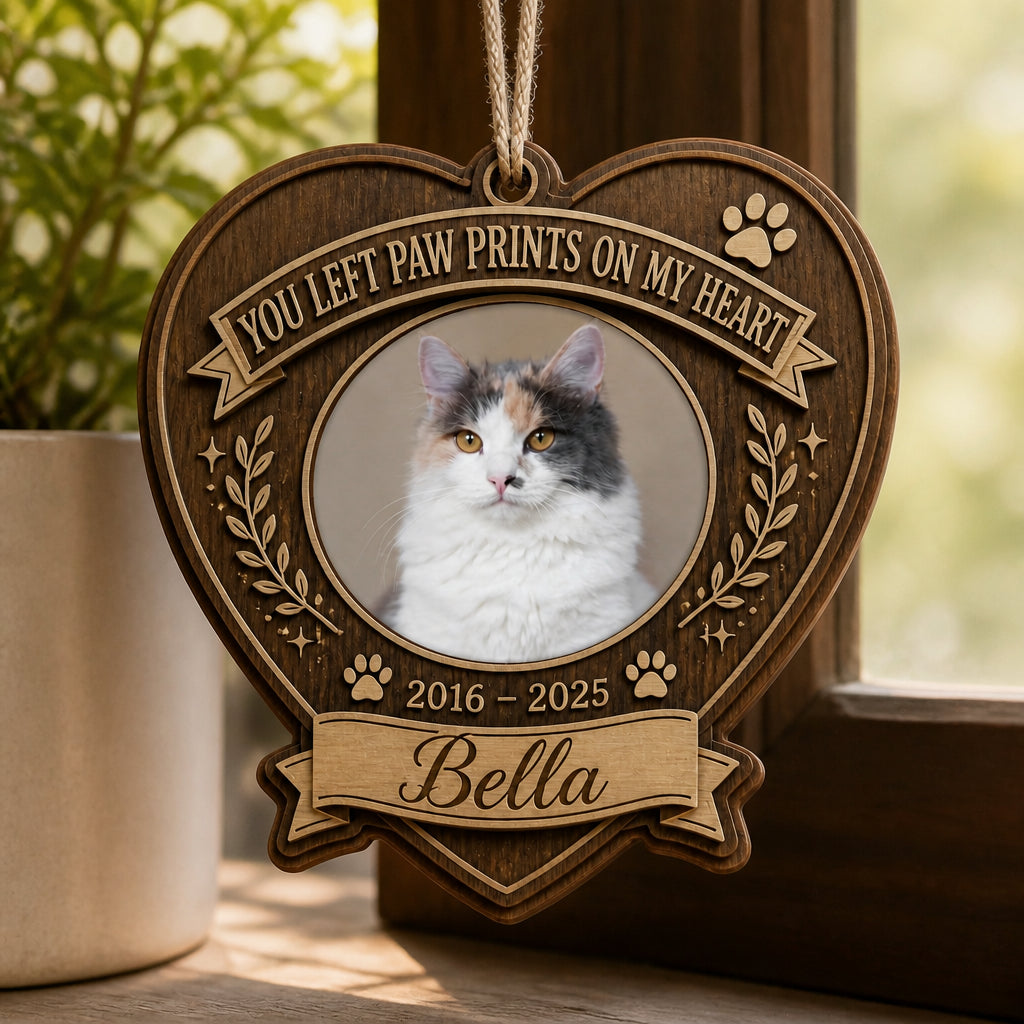 Pet Memorial Photo Ornament – You Left Paw Prints On My Heart (Photo, Name & Years) - Personalized 3-Layered Wood Ornament b783fe57-ef87-40c9-9712-a01affcb5f70.jpg