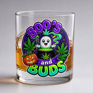 Boo's and Buds Halloween Whiskey Glass - Whiskey Glass b788513f-a1b6-444f-9efb-e0c787d1512f.jpg